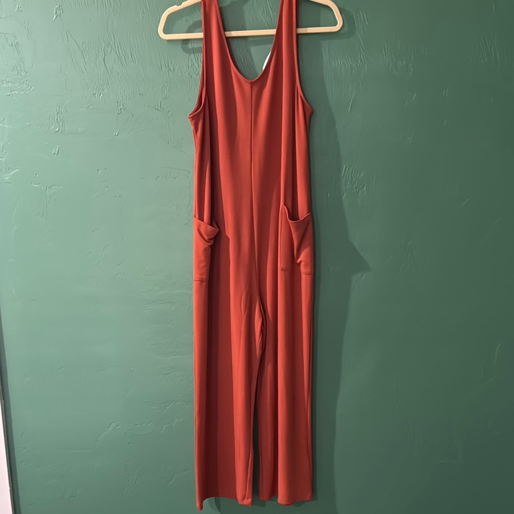 Rust Orange Sleeveless Jumpsuit